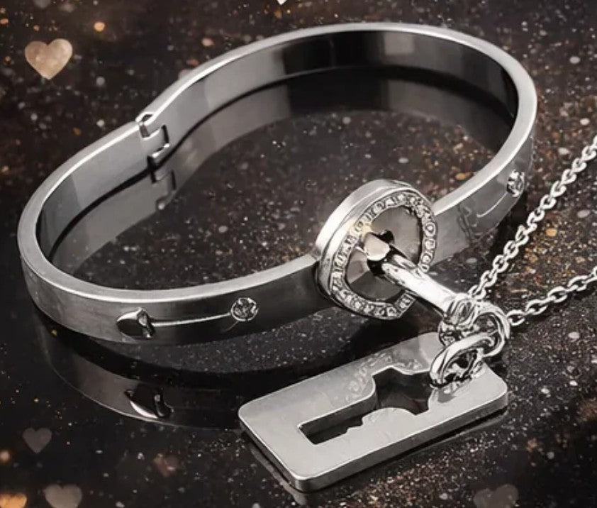 Pulsera + Collar Amor Candado +CAJA REGALO