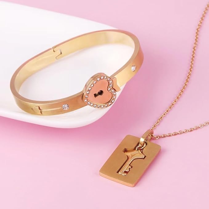 Pulsera + Collar Amor Candado +CAJA REGALO