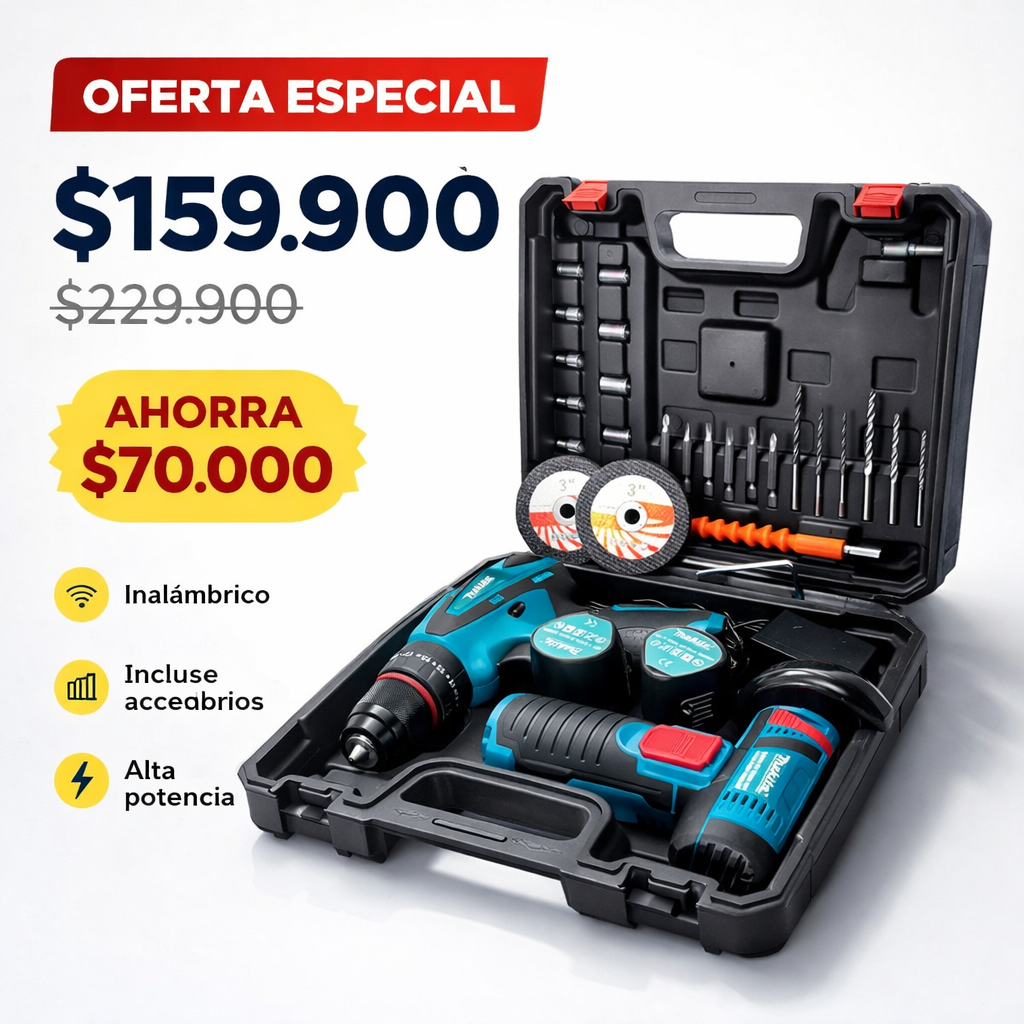 COMBO 2 EN 1  TALADRO + MINI ESMERILADORA